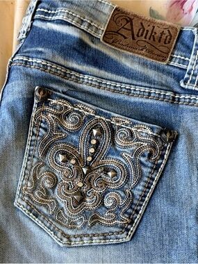 Adiktd Embellished Light Blue Denim Jeans with Studded Embroidery